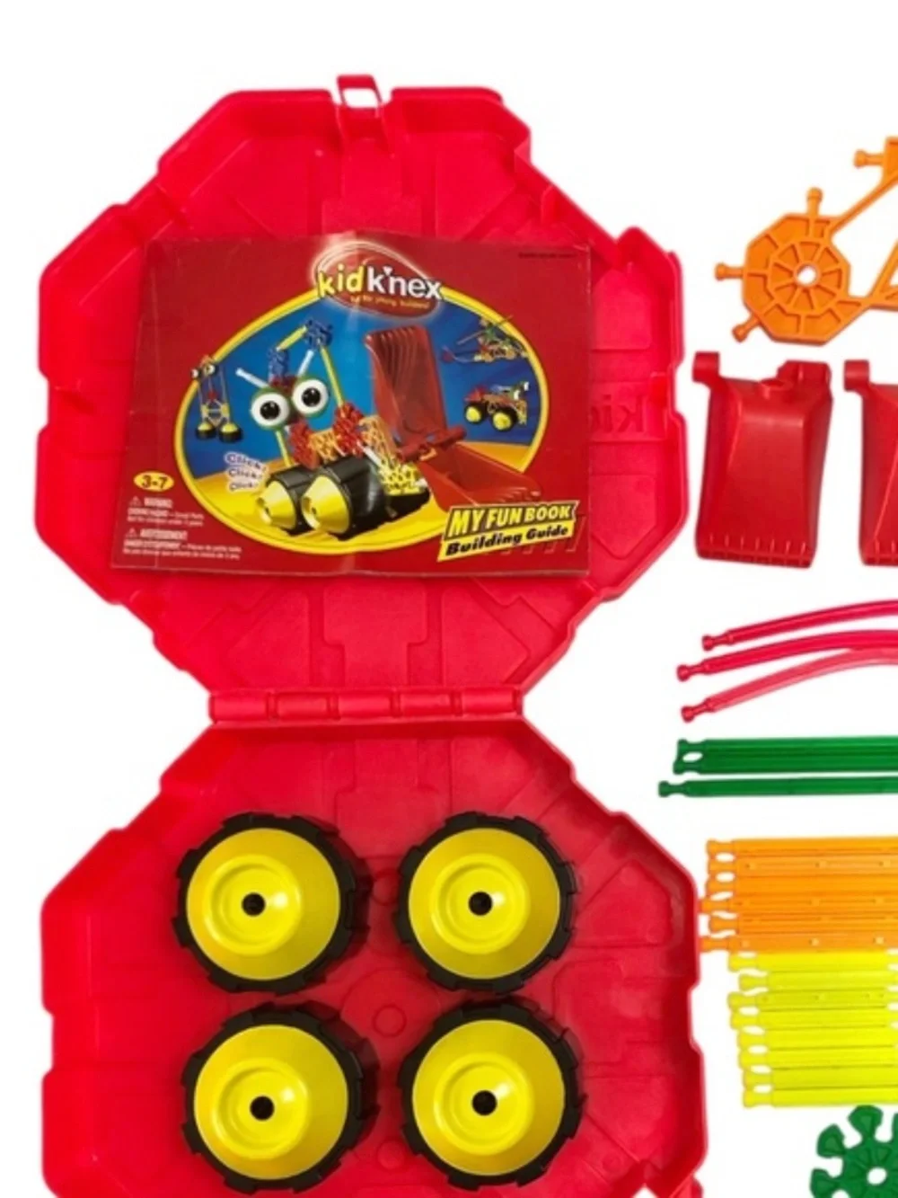 Kid K'NEX Vintage 71 Piece Rolling Rovers Complete Building Set 85020 Case Book